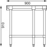 Mesa de canto em aço inoxidável-L 900 x 700mm - Vogue