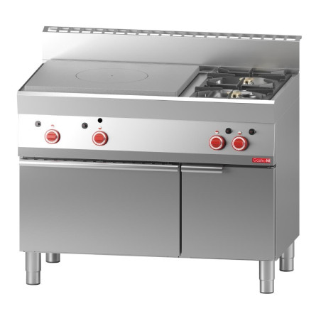 Plaque Coup De Feu Gás 650 e 2 Queimadores Vivos Sobre Forno a Gás e Armário Fechado 650 - Gastro M