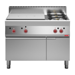 Plaque Coup De Feu Gás 650 e 2 Queimadores Vivos Sobre Forno a Gás e Armário Fechado 650 - Gastro M