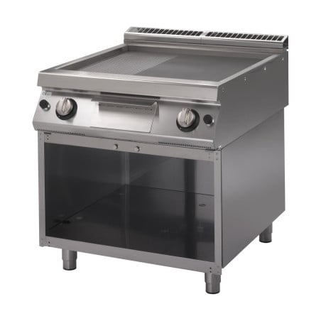 Plancha gaz 700 avec plaque demie lisse demie rainurée - Gastro M - Fourniresto