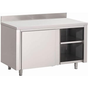 Móvel em inox com portas de correr e painel traseiro - L 1200 x P 700mm - Gastro M