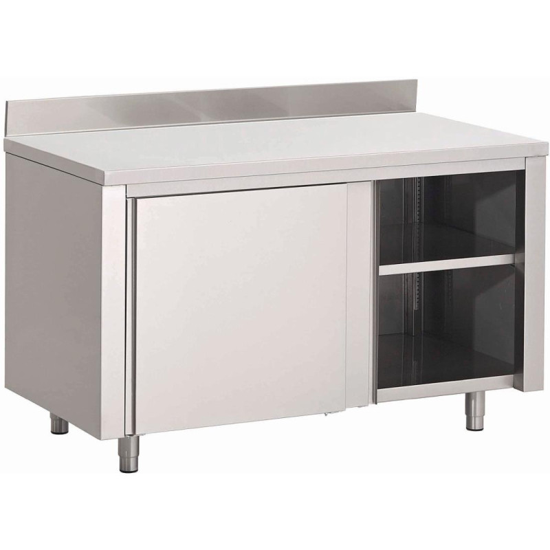 Meuble en Inox Avec Portes Coulissantes Et Dosseret - L 2000 x P 700 mm - Gastro M