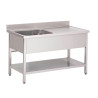 Plonge em Inox Com Prateleira Baixa 1 Cuba À Esquerda-L 1200 x P 700 mm - Gastro M
