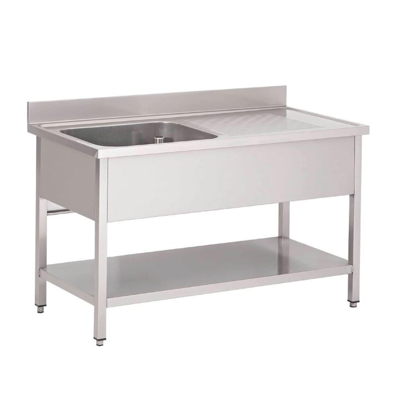 Plonge Inox 1 Bacia Esquerda com Prateleira Inferior 1400x700 mm Gastro M