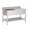 Plonge Inox 1 Bacia Esquerda com Prateleira Inferior 1400x700 mm Gastro M