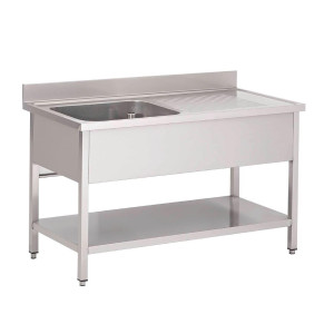 Stainless Steel Sink With Lower Shelf 1 Left Basin-L 1600 x D 700mm - Gastro M