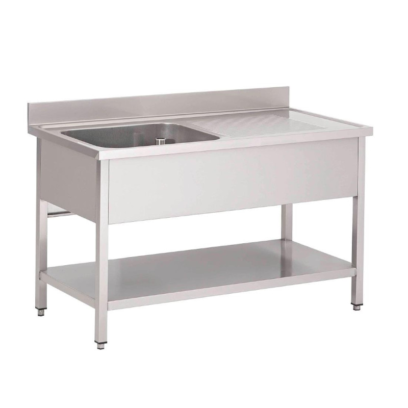 Stainless Steel Sink With Lower Shelf 1 Left Basin-L 1600 x D 700mm - Gastro M Stainless Steel Sink With Lower Shelf 1 Left Basin-L 1600 x D 700mm - Gastro M