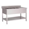 Plonge en Inox Avec Étagère Basse 2 Bacs À Gauche-L 1600 x P 700 mm - Gastro M