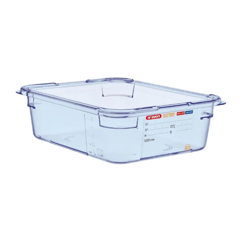 Blue airtight container ABS GN1/2 100mm - Araven - Fourniresto