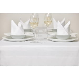 Nappe blanche bande de satin 1370 x 2280mm - Mitre Luxury - Fourniresto