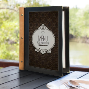 Black A4 Wooden Menu Covers - Securit - Fourniresto