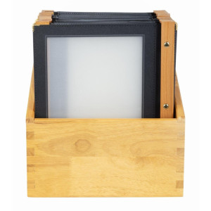 Protective Menu Holder Wood Frame A4 Black - Securit - Fourniresto