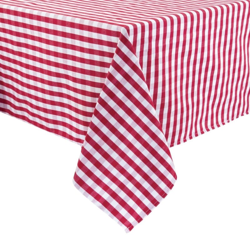 Toalha de mesa quadrada xadrez vermelha em poliéster 1780 x 1780mm - Mitre Essentials - Fourniresto Toalha de mesa quadrada xadrez vermelha em poliéster 1780 x 1780mm - Mitre Essentials - Fourniresto