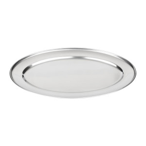 Prato de serviço oval em aço inoxidável - 407mm - Olympia - Fourniresto