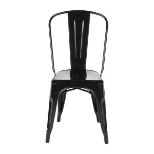 Stackable Steel Bistro Chairs - Black - Set of 4 - Bolero