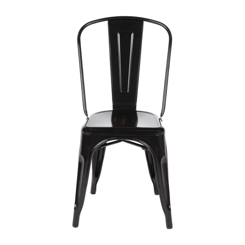Stackable Steel Bistro Chairs - Black - Set of 4 - Bolero Stackable Steel Bistro Chairs - Black - Set of 4 - Bolero