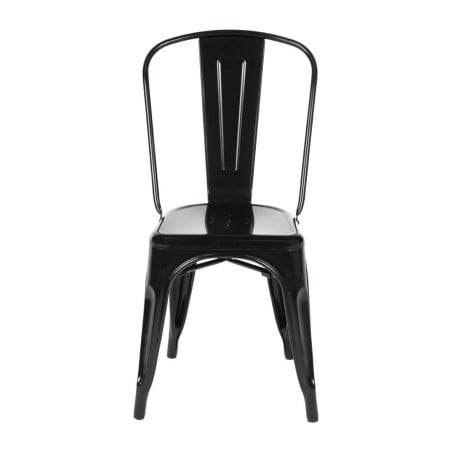 Chaises Bistro Empilable en Acier - Noir - Lot de 4 - Bolero