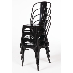 Stackable Bistro Chairs in Steel - Black - Set of 4 - Bolero