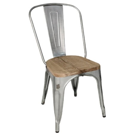 Chaises en Acier avec Assise en Bois - Lot de 4 - Bolero