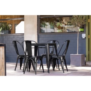 Mesa Bistrô Quadrada em Aço Preto - L 668 x P 668 mm - Bolero