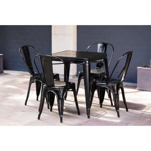 Mesa Bistrô Quadrada em Aço Preto - L 668 x P 668 mm - Bolero