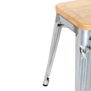 Taburetes Bistro Baixos em Aço com Assento em Madeira - Conjunto de 4 - Bolero