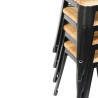 Taburetes Bistro Baixos em Aço Preto com Assento em Madeira - Conjunto de 4 - Bolero