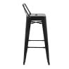 High Black Steel Stools with Backrest - Set of 4 | Bolero