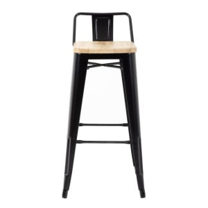 Tabourets Hauts avec Dossier et Assise en Bois – Noirs - Lot de 4 - Bolero