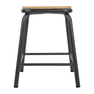 Tabourets Bas avec Assise en Bois - Gris Métal - Lot de 4 - Bolero