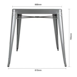 Mesa Quadrada em Aço Cinza Metalizado - L 668 x P 668 mm - Bolero