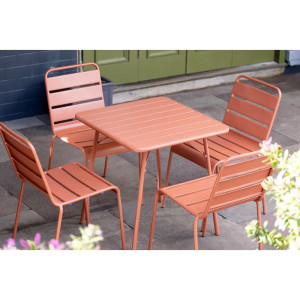 Chaise à Lattes en Acier - Terracotta - Lot de 4 - Bolero