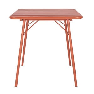 Square Steel Slatted Table - Terracotta - Bolero