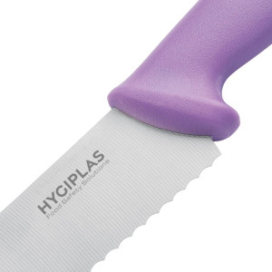 Faca de pastelaria dentada roxa 25 cm - Hygiplas - Resistente e prática