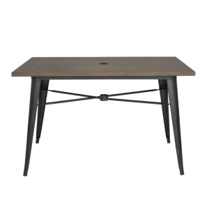 Table d'extérieur bois noir Bolero : Esthétique bois, robustesse aluminium pour vos espaces extérieurs professionnels.