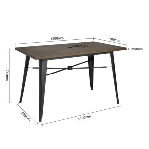 Table d'extérieur bois noir Bolero : Esthétique bois, robustesse aluminium pour vos espaces extérieurs professionnels.