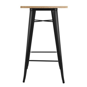 Table de Bar Noire avec Plateau en Bois Bolero - Élégante et Fonctionnelle