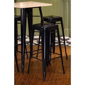 Table de Bar Noire avec Plateau en Bois Bolero - Élégante et Fonctionnelle