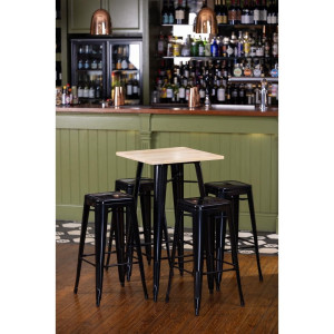 Table de Bar Noire avec Plateau en Bois Bolero - Élégante et Fonctionnelle