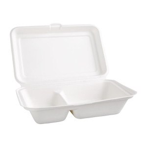 Caixas 2 Compartimentos de Bagasse Compostáveis 253 mm - Lote 200