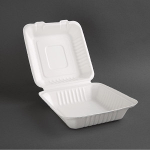 Caixas compostáveis Bagasse 223mm - Lote de 200, ecologicamente responsáveis