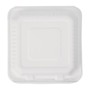 Caixas de dobradiça compostáveis em Bagasse 236mm - Conjunto de 200