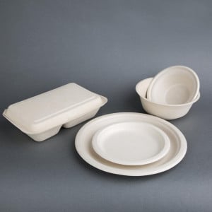 Bols Redondos Compostáveis Bagasse Natural 950ml - Conjunto de 50 - Eco-responsável & Elegante