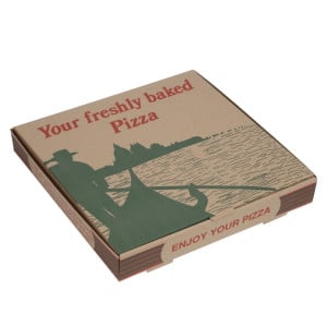 Boîtes à Pizza Imprimées Compostables 311mm - Lot de 100 par FourniResto