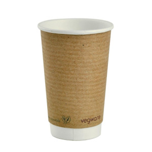 Copos para bebidas quentes de parede dupla compostáveis de 455 ml - Conjunto de 500 da Vegware