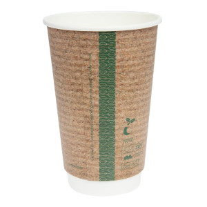 Copos para bebidas quentes de parede dupla compostáveis de 455 ml - Conjunto de 500 da Vegware