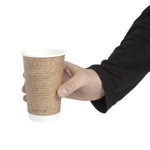 Copos para bebidas quentes de parede dupla compostáveis de 455 ml - Conjunto de 500 da Vegware