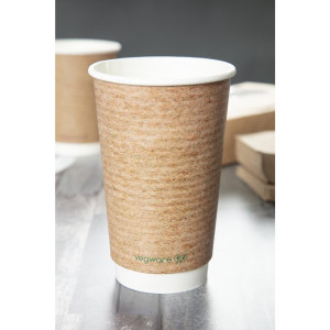 Copos para bebidas quentes de parede dupla compostáveis de 455 ml - Conjunto de 500 da Vegware