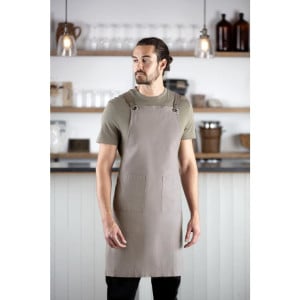 Apron Bib in Washed Grey Cotton: Comfort and Culinary Style