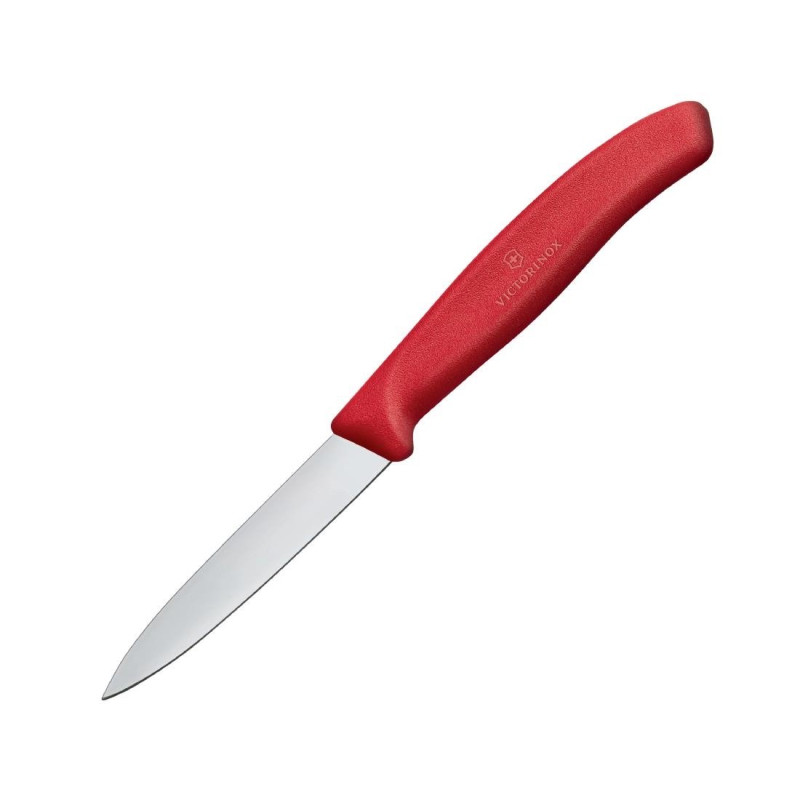 Faca de Cozinha Pontiaguda Victorinox 8 cm Vermelha - Corte Preciso e Versátil